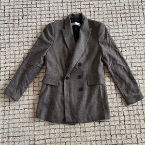 Zara Women’s Chocolate Brown Pant Suit with Double Breasted Blazer